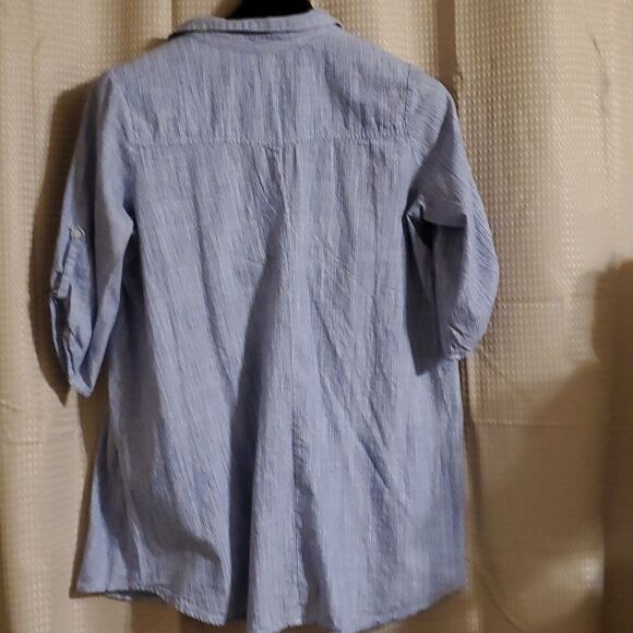 PER SEPTION Petite  WOMEN'S XL TOP BLOUSE Blue white WHITEPRINT 3/4 SLV - Picture 5 of 7